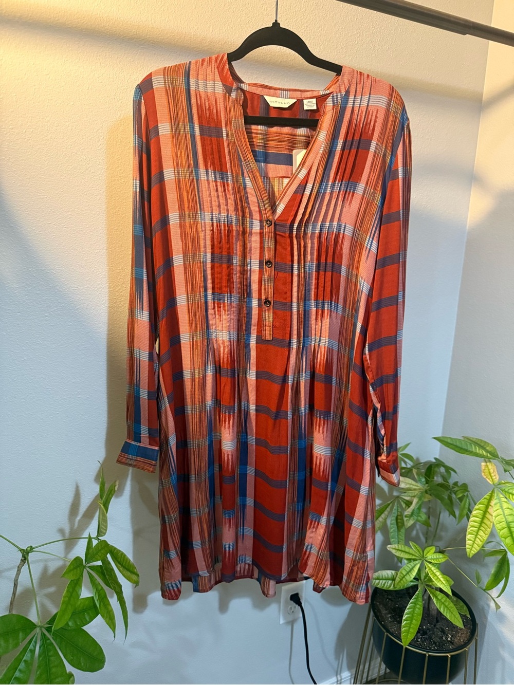 11-1 TVLHO Plaid Tunic Dress / Long Blouse